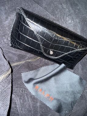 Ralph Lauren Black Croc-Embossed Sunglasses Case